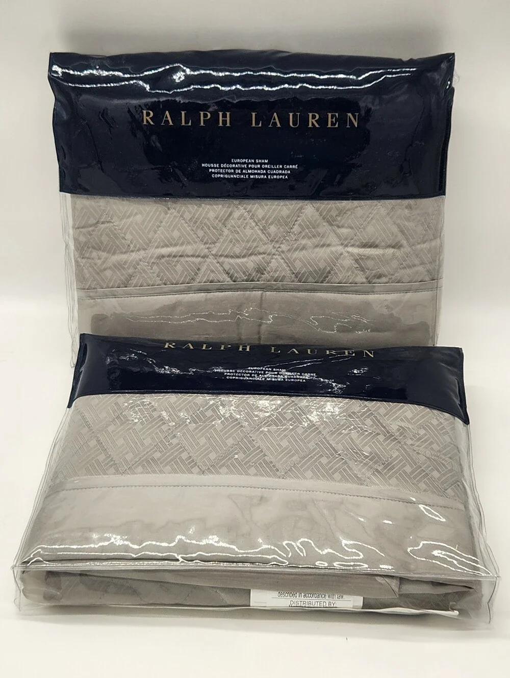 Ralph Lauren Bedford Quilted Euro Shams Set of 2 Grey Dawn 26x26 New